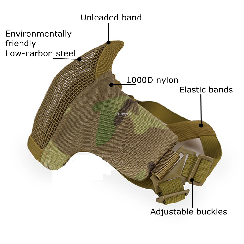 Airsoft Face Mask Breathable Steel Mesh Protective Shooting Mask Paintball CS Wargame Tactical Half Face Mask