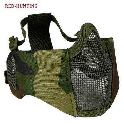 Uued taktikalised Airsoft maskid Paintball CS kokkupandav poole näoga Madala süsinikusisaldusega terasvõrgust sõjaväe stiilis mugav kõrvakaitsemask