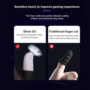 2 бр. Геймърски ръкавици за мобилни игри за геймъри, устойчиви на пот, противоплъзгащи се сензорни екрани, дишащи ръкави за пръсти за мобилни игри