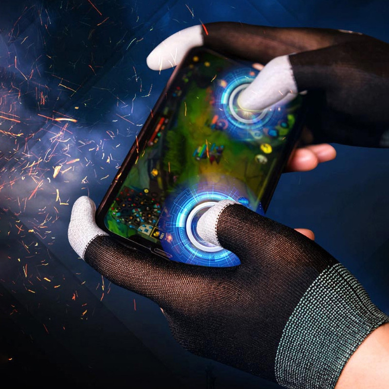 2 kom Rukavice za mobilne igre za igrače Prozračne rukavice za mobilne igre otporne na znojenje, protiv klizanja s dodirnim zaslonom i prstima