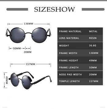2023 Metal Steampunk Γυαλιά ηλίου Ανδρικά Γυναικεία Μόδα Στρογγυλά Γυαλιά Επωνυμίας Σχεδιασμός Vintage γυαλιά ηλίου υψηλής ποιότητας Oculos de sol