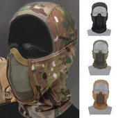 Taktinė Airsoft kaukė viso veido galvos apdangalai, medžioklė, šaudymas, apsauginės CS Wargame karinės dažasvydžio kaukės motociklams