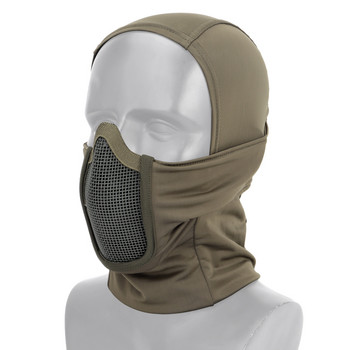 Tactical Balaclava Headdgear Airsoft Paintball Half Face Mask Outdoor Hunting Προστατευτική μάσκα κεφαλής από μεταλλικό πλέγμα