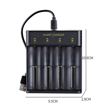 Преносимо 5V 18650 акумулаторно зарядно устройство за литиева батерия USB 2 4 слота, независимо зареждане за електроника 18500 16340 14500 26650