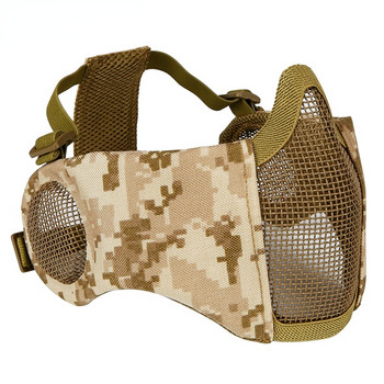 Нови тактически еърсофт маски Пейнтбол CS Сгъваема половин лицева нисковъглеродна стоманена мрежа Военен стил Удобна защитна маска за уши