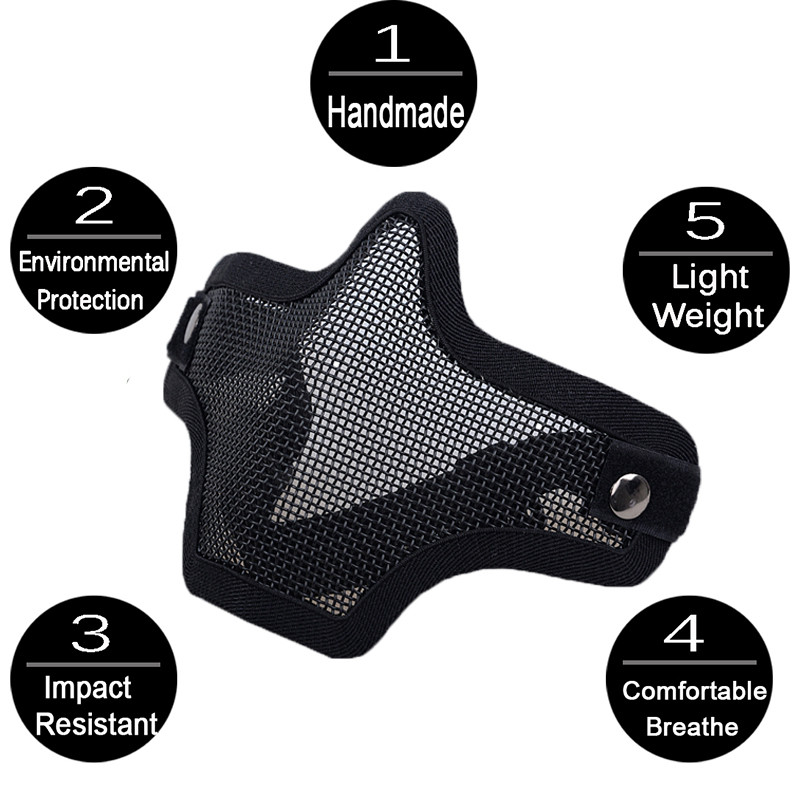 AIRSOFTA taktinė Airsoft kaukė lauko medžioklei metalo tinklelio apsauginė kaukė karinė BB ginklo šaudymo dažasvydžio priedai