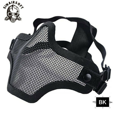 Tactical Strike Steel Mesh Pusė veido medžioklės kaukė Kaukolė Airsoft Kaukės Dažasvydžio lauke Woodland Military CS WarGame PUBG Kaukė