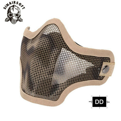 Tactical Strike Steel Mesh Pusė veido medžioklės kaukė Kaukolė Airsoft Kaukės Dažasvydžio lauke Woodland Military CS WarGame PUBG Kaukė
