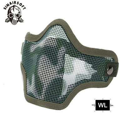 Tactical Strike Steel Mesh Pusė veido medžioklės kaukė Kaukolė Airsoft Kaukės Dažasvydžio lauke Woodland Military CS WarGame PUBG Kaukė
