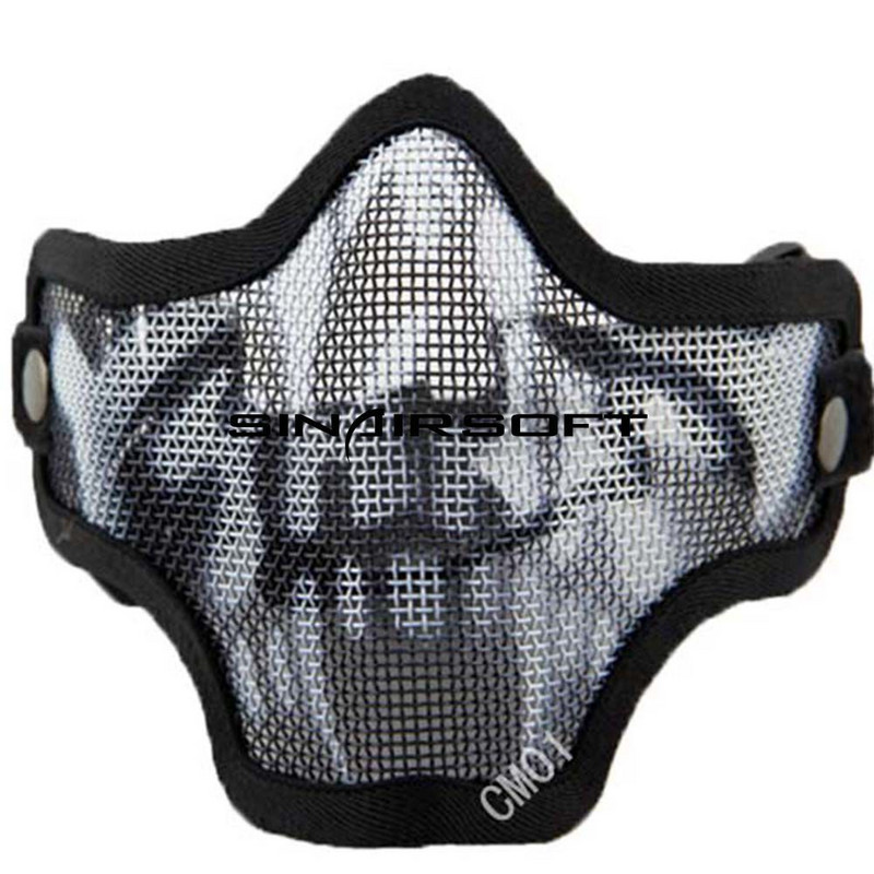 Tactical Strike Steel Mesh Pusė veido medžioklės kaukė Kaukolė Airsoft Kaukės Dažasvydžio lauke Woodland Military CS WarGame PUBG Kaukė