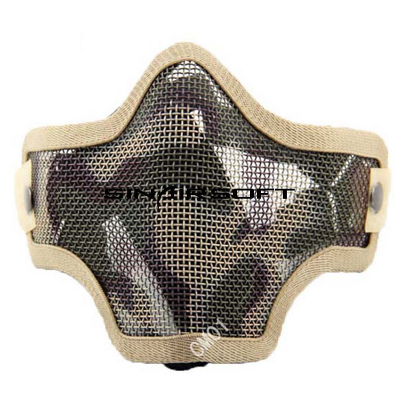 Tactical Strike Steel Mesh Pusė veido medžioklės kaukė Kaukolė Airsoft Kaukės Dažasvydžio lauke Woodland Military CS WarGame PUBG Kaukė