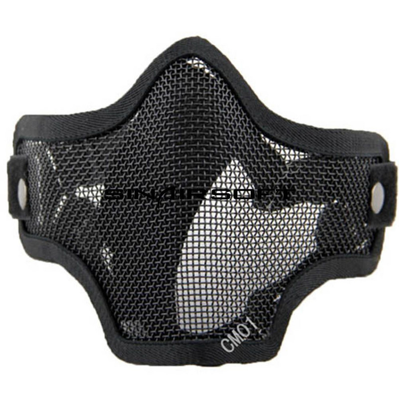 Tactical Strike Steel Mesh Pusė veido medžioklės kaukė Kaukolė Airsoft Kaukės Dažasvydžio lauke Woodland Military CS WarGame PUBG Kaukė