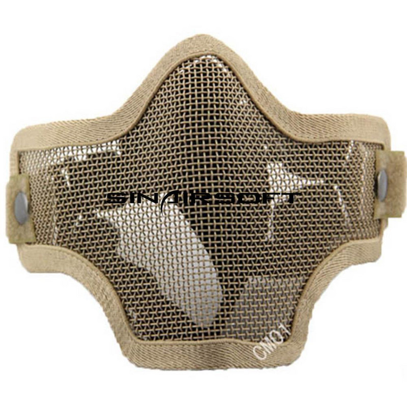 Tactical Strike Steel Mesh Pusė veido medžioklės kaukė Kaukolė Airsoft Kaukės Dažasvydžio lauke Woodland Military CS WarGame PUBG Kaukė