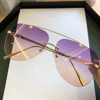 Винтидж авиационни пилотски слънчеви очила без рамки за мъже 2023 градиентни слънчеви очила женски метални овални нюанси черно-кафяви