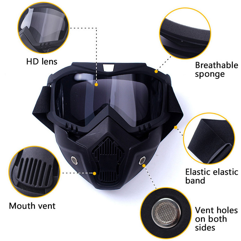 Taktikalised kaitseprillid Eemaldatav kogu näo kaitsemask õues jalgrattasõiduks tuulega murdmaasuusatamiseks Airsoft paintballi kaitseprillid