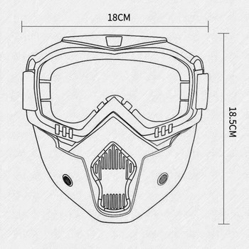 Αφαιρούμενη μάσκα γυαλιά μοτοσικλέτας Κράνος ανοιχτού προσώπου Αποσπώμενο αντιανεμικό γυαλιά Motorcross