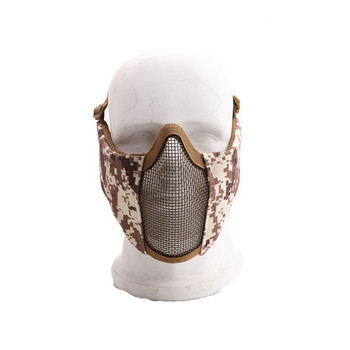 Тактическа маска за уста Стоманена мрежа Дишаща защита за уши Маска за лице Аксесоари за лов Еърсофт Стрелба Пейнтбол Softair Маска