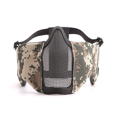 Taktikaline suumask Terasvõrgust hingav kõrvakaitse Näomask jahitarvikud Airsoft Shooting Paintball Softair mask