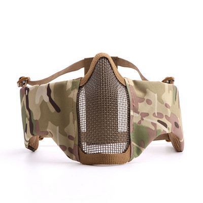 Taktikaline suumask Terasvõrgust hingav kõrvakaitse Näomask jahitarvikud Airsoft Shooting Paintball Softair mask