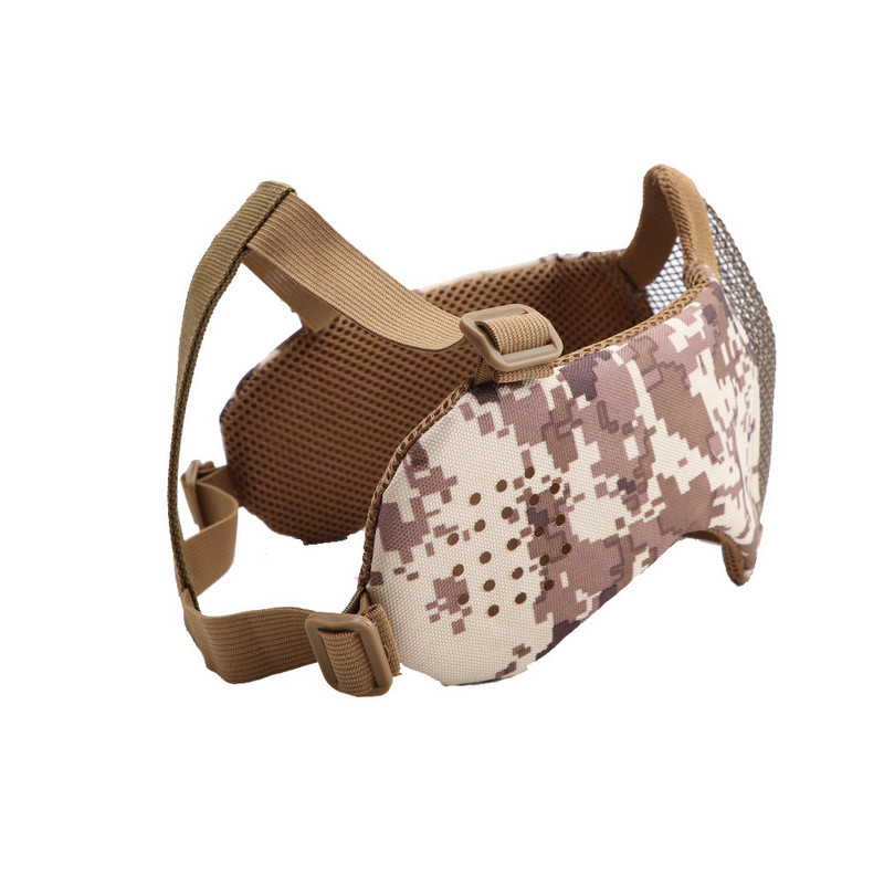 Taktikaline suumask Terasvõrgust hingav kõrvakaitse Näomask jahitarvikud Airsoft Shooting Paintball Softair mask