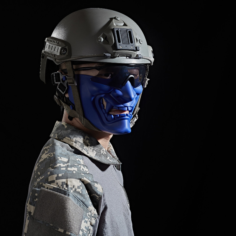 Posebna ponuda zlangsports Tactical Airsoft Half Face Demon Samurai Mask BB Gun Military CS Party Cosplay Halloween