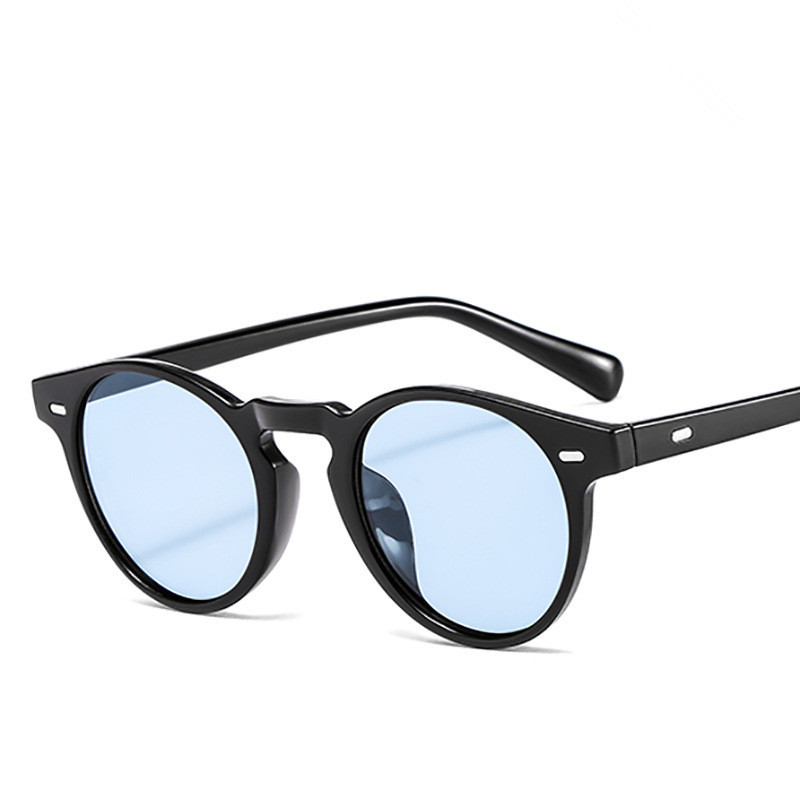 Robert Downey Akiniai nuo saulės Acetatas Retro klasikiniai apvalūs akiniai nuo saulės unisex Vasaros mados senoviniai akiniai Raudoni geltonai mėlyni violetiniai