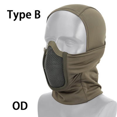 Taktikaline kogu näomask Balaclava Cap Mootorratas Armee Airsoft Paintball Peakatted Metallist võrgust jahikaitsemask CS Cosplay