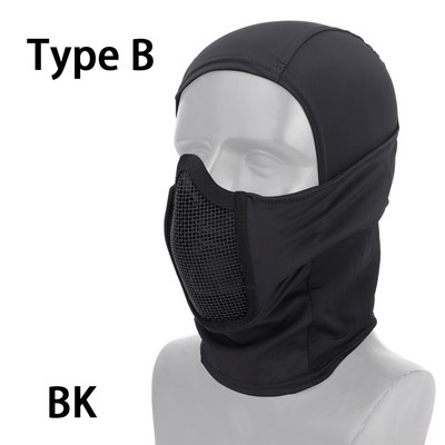 Taktikaline kogu näomask Balaclava Cap Mootorratas Armee Airsoft Paintball Peakatted Metallist võrgust jahikaitsemask CS Cosplay