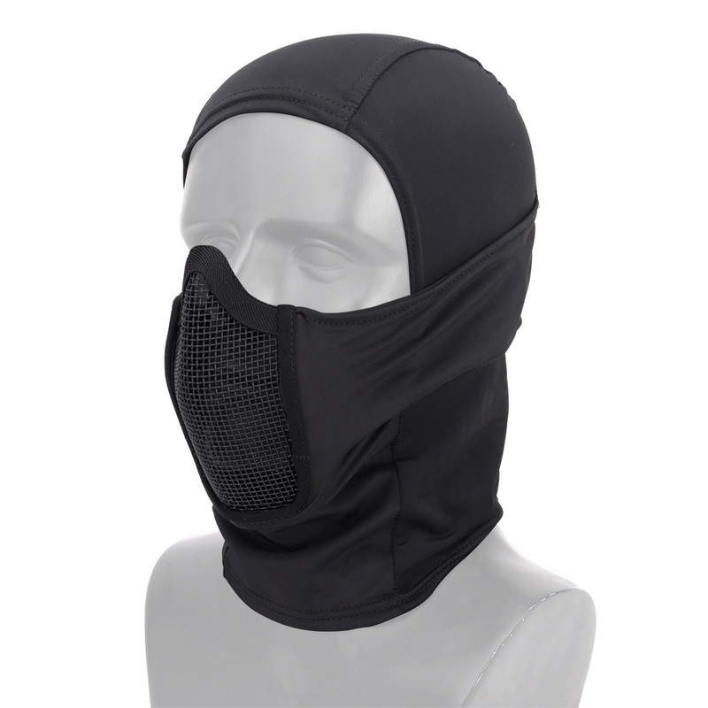Taktikaline kogu näomask Balaclava Cap Mootorratas Armee Airsoft Paintball Peakatted Metallist võrgust jahikaitsemask CS Cosplay
