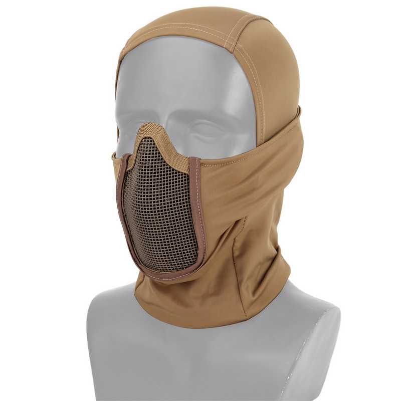 Taktikaline kogu näomask Balaclava Cap Mootorratas Armee Airsoft Paintball Peakatted Metallist võrgust jahikaitsemask CS Cosplay
