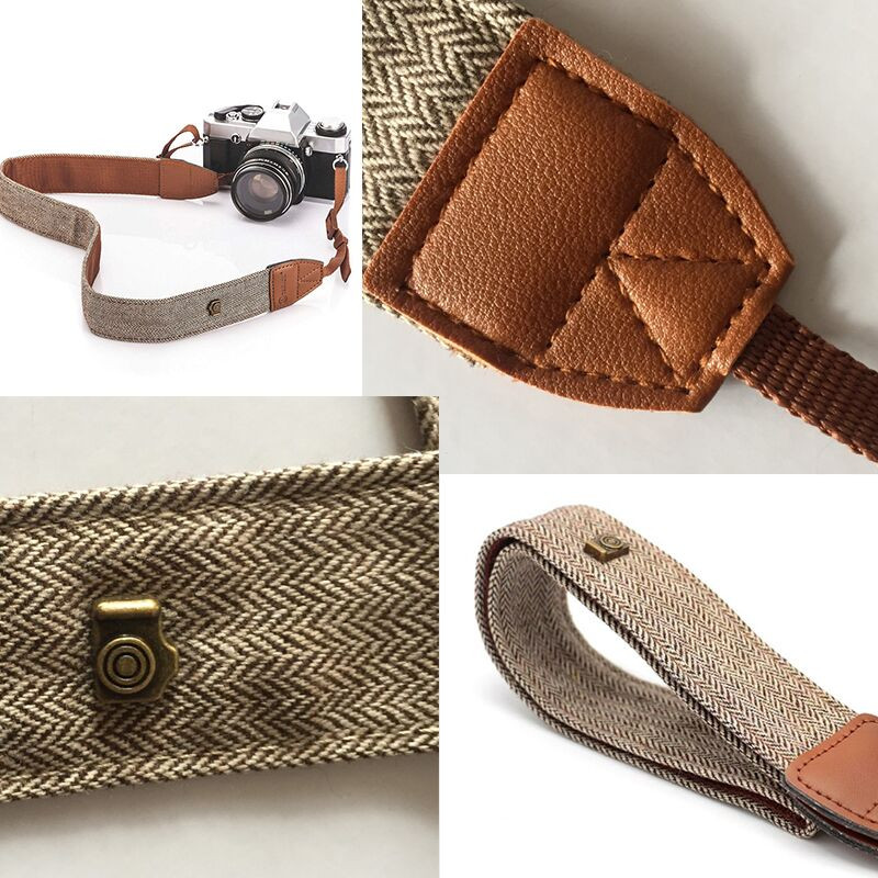 Uus reguleeritav puuvillasest nahast kaamera õlarihm Sony jaoks / Nikoni kaasaskantav kaamerarihm DSLR digitaalse peegelkaamera jaoks