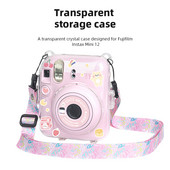 „Mini 12“ apsauginio krištolo dėklo atnaujinimas su nuotraukų saugojimo kameros dėklu „pasidaryk pats“ lipduko petnešėlė, skirta „Fujifilm Instax Mini 12“