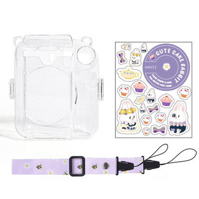 „Mini 12“ apsauginio krištolo dėklo atnaujinimas su nuotraukų saugojimo kameros dėklu „pasidaryk pats“ lipduko petnešėlė, skirta „Fujifilm Instax Mini 12“