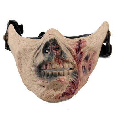 CS Cosplay Horror Skull Zombie Airsoft Kaukė Plastikinė Pusė Veido Dažasvydžio medžioklės kaukė Hallowmas Siaubingos kaukės