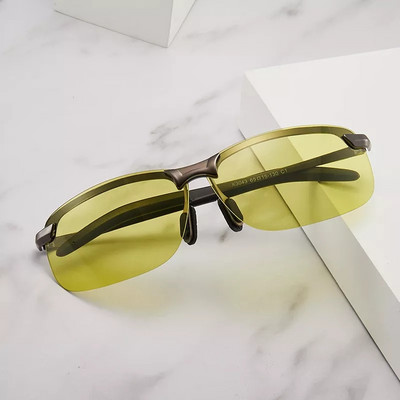Men Polarized Driving Glasses Anti-Glare Night Vision Glasses Women Half Frame Sunglasses Day and Night Google for Driver UV400