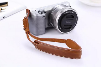 Δερμάτινο λουράκι καρπού για κάμερα Canon Nikon Olympus Sony ILDC Camera Μαύρο καφέ