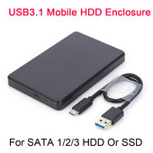 USB3.1 kućište za tvrdi disk 2,5 inča HDD kućište s USB3.0 do Type-C kabelom prijenosno kućište za tvrdi disk za SATA 1/2/3 HDD ili SSD