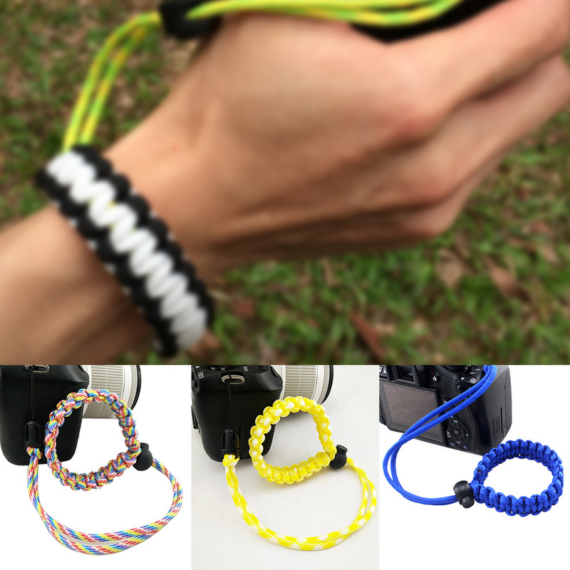Univerzális kültéri kézzel készített zuhanásgátló kötél karkötő puha fonott hordozható csuklópánt fényképezőgép tartozékok nylon állítható