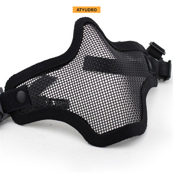 ATYUDRO Tactical Half Face Shooting Mask Airsoft Дишаща нисковъглеродна стоманена мрежа Защитна безопасност Оборудване за пейнтбол Wargame