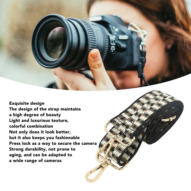 Fényképezőgép szíj szőtt, vastagított heveder poliészter fényképezőgép nyaki vállpánt kültéri fényképészeti felszerelés korrea