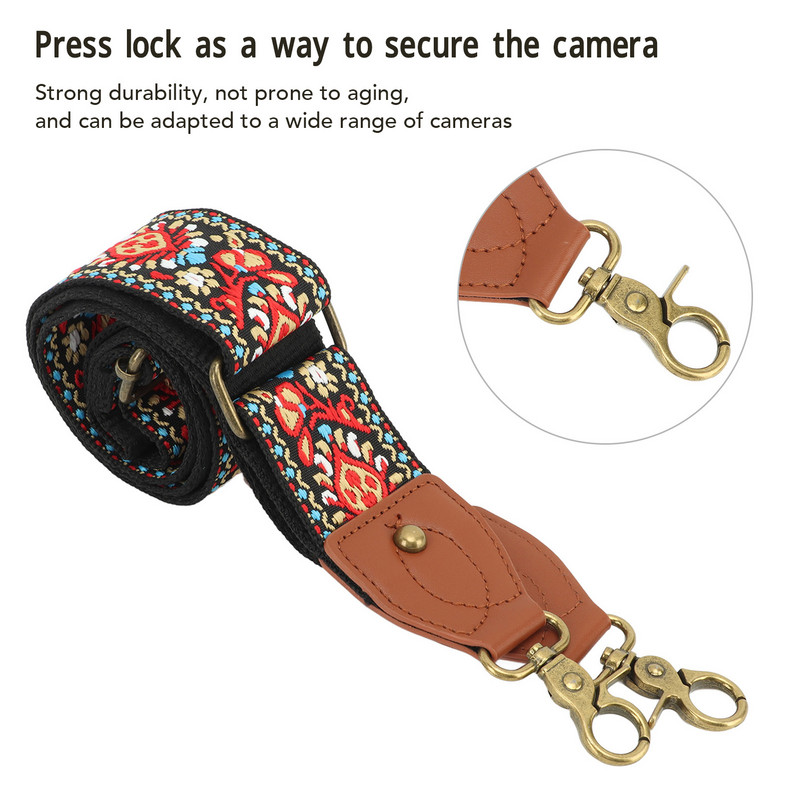 Retro etnilises stiilis kaamerarihm, kootud paksendatud polüestrist kaamera kaela õlarihm välifotograafia varustus suurepärane kingitus N