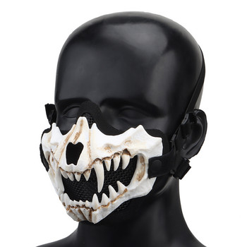Маска с зъби за пейнтбол Стоманена мрежа Половина маска за лице Капак Защитно лице за Хелоуин стрелба Колоездене Ловни аксесоари Маска