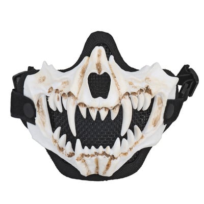 Paintball agyarok maszk acélhálós félarc maszk borító védő arc Halloween lövöldözéshez kerékpározáshoz, vadászati kiegészítőkhöz