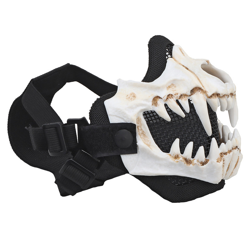 Dažasvydžio ilčių kaukė iš plieno tinklelio pusės veido kaukės dangtelis, apsaugantis veidą, skirtas Helovino šaudymui, važiavimui dviračiu, medžioklei, priedai Kaukė