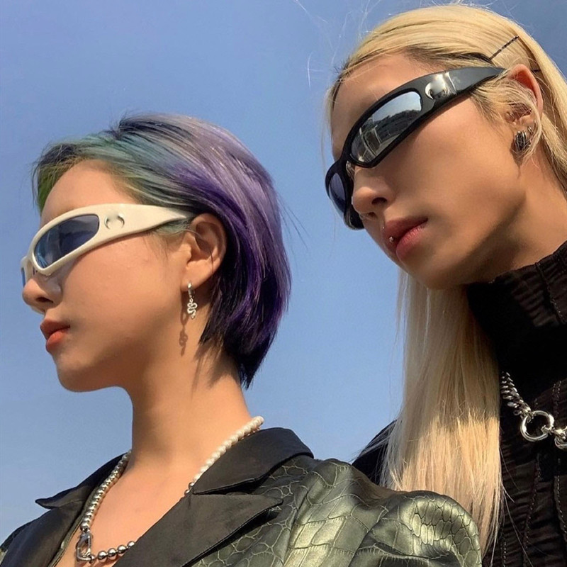 Madingi Millenium Sport Y2K Akiniai nuo saulės Moteriški Moon Sun Akiniai Fashion Future Technology Sense 2000S 90S Estetiniai akiniai
