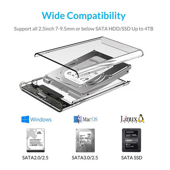 Κουτιά σκληρού δίσκου USB 3.0 τύπου C 3.1 σε SATA III Θήκη σκληρού δίσκου 2,5 ιντσών HDD SSD Shell Εξωτερικό περίβλημα Κουτί δίσκου σκληρού δίσκου