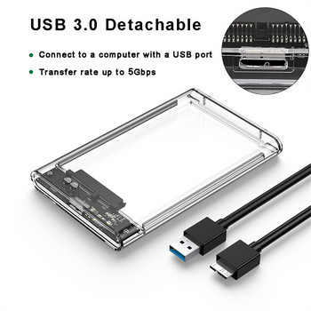 Калъф за твърд диск от USB 3.0 към SATA III за 2,5-инчов HDD SSD Външен твърд диск Enclosur Max 4TB Поддръжка UASP HDD кутия