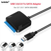 Visiškai naujas SATA–USB 3.0 2.0 kabelio adapteris C tipo adapterio keitiklis Sata III 22 kontaktų kabelis, skirtas 2,5 colio 3,5 colio kietiesiems diskams Disk HDD SSD