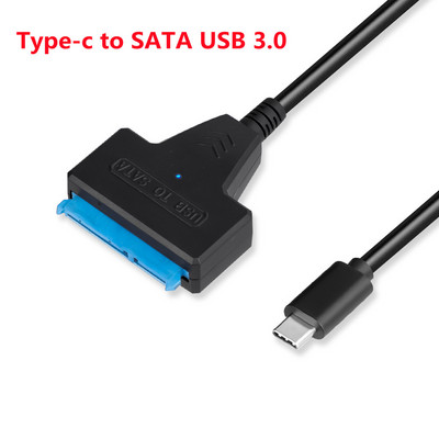 Visiškai naujas SATA–USB 3.0 2.0 kabelio adapteris C tipo adapterio keitiklis Sata III 22 kontaktų kabelis, skirtas 2,5 colio 3,5 colio kietiesiems diskams Disk HDD SSD