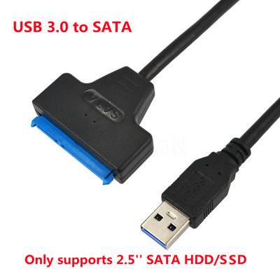 Visiškai naujas SATA–USB 3.0 2.0 kabelio adapteris C tipo adapterio keitiklis Sata III 22 kontaktų kabelis, skirtas 2,5 colio 3,5 colio kietiesiems diskams Disk HDD SSD